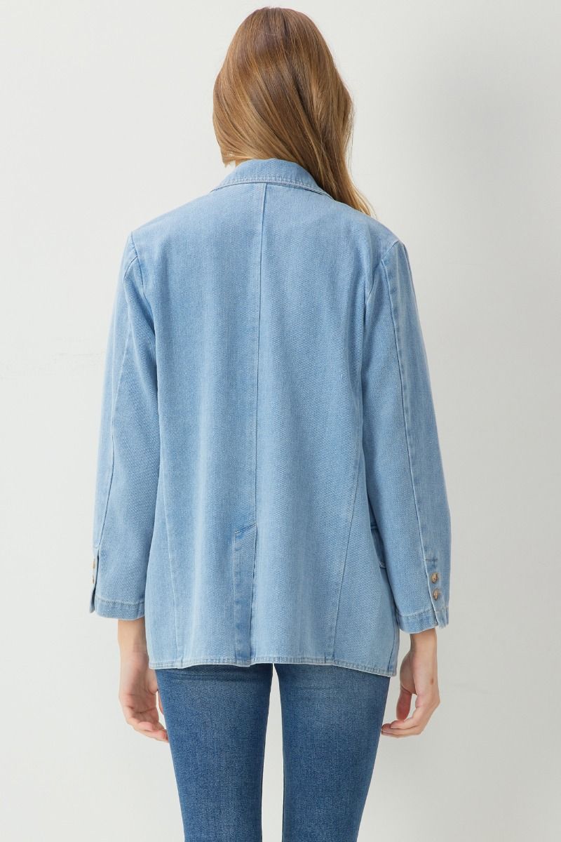 Denim Blazer with Pockets - Image 5