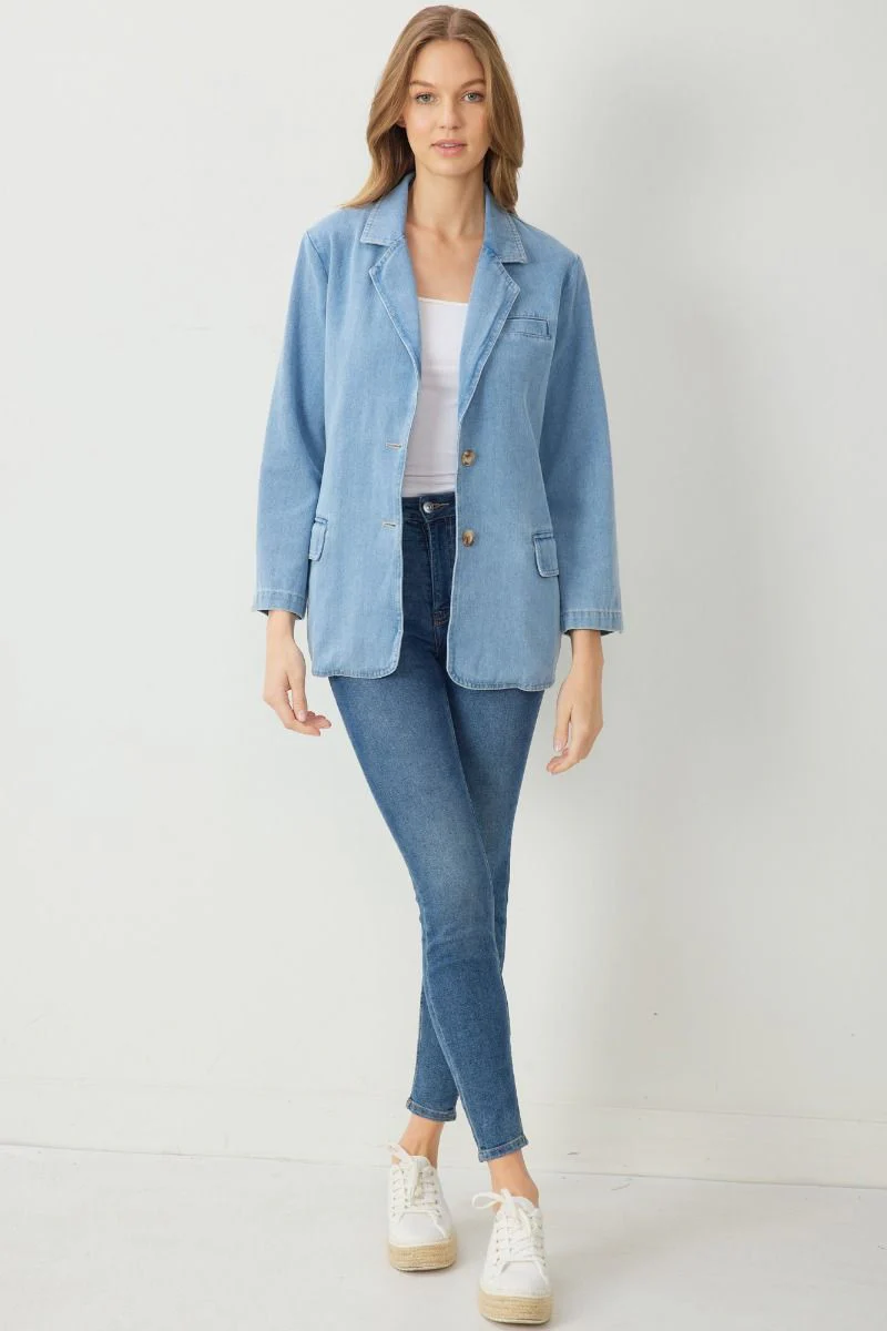 Denim Blazer with Pockets - Image 6