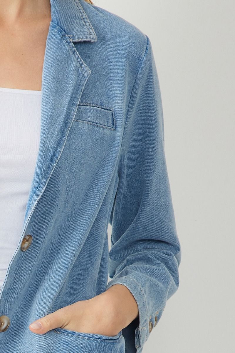 Denim Blazer with Pockets - Image 7