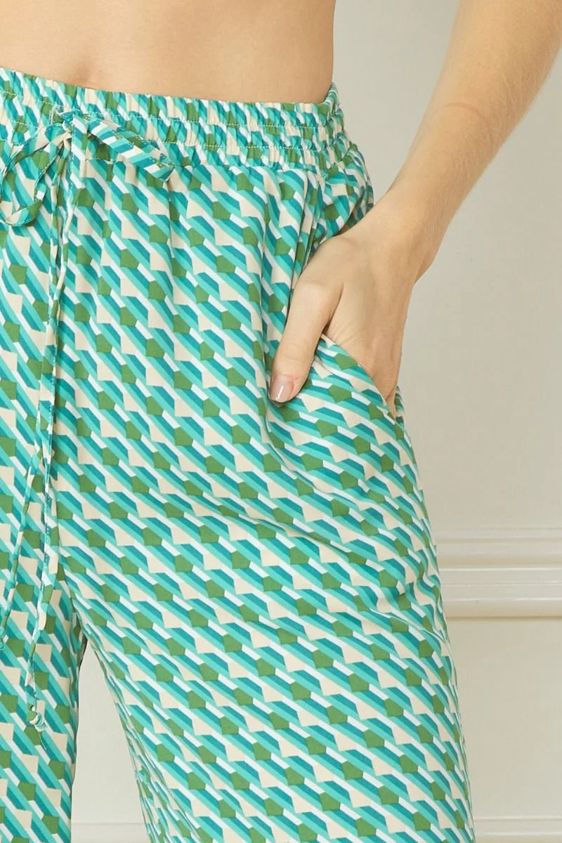 Lightweight Print Pants in Green - Image 6