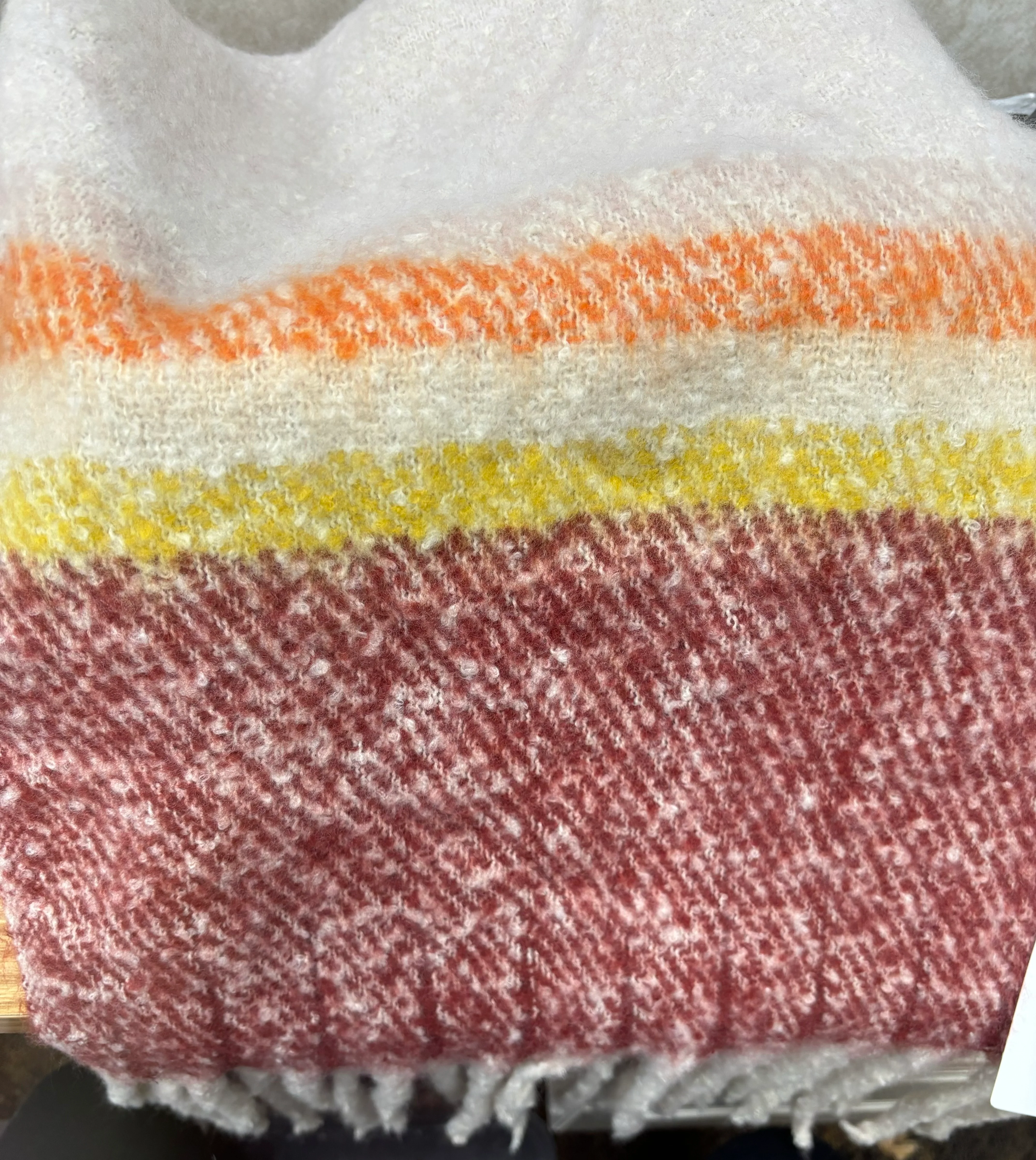 Wrapped up Burgundy, Mustard and Orange Scarf - Image 4
